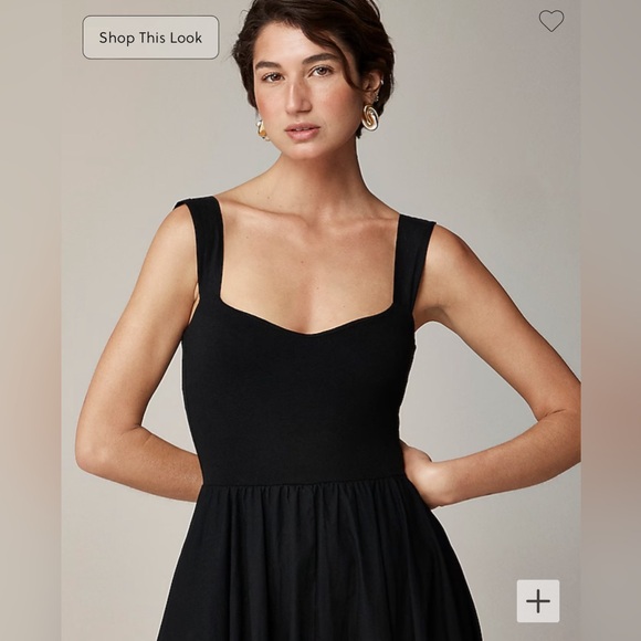 J.CREW Size XL Black Sweetheart tank dress with poplin skirt - Picture 3 of 16